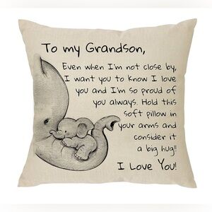 Grandson Gift from Grandma – 18”x18” Linen Pillow Cover- NWOT